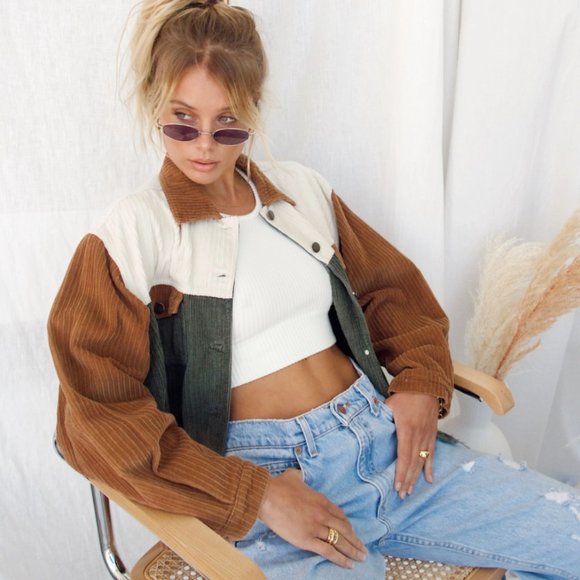 Not Your Boyfriend's Color Block Corduroy Jacket - Picture 2 of 4